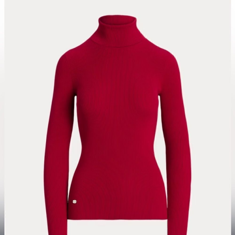 Ralph Lauren black label red fitted ribbed turtleneck L